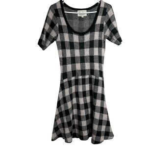 For Love and Lemons Knit Sweater Dress Size Small Black Plaid